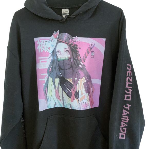Jon Lauren Black Nezuko Hamada Anime Graphic Pullover Hoodie Unisex Men's Large - Picture 2 of 7